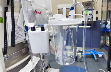 hospital suction yankauer tubing and anesthetic equipment, sterile environment, medical tools for...
