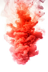 Dangerous signal orange smoke flame explosion on white background, fire flame shape smoke explosion