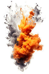 Contrast and Ember: Obsidian Haze with Illuminated Orange Ember on a White Canvas - Smoky Explosion's Radiant Glow in Monochrome