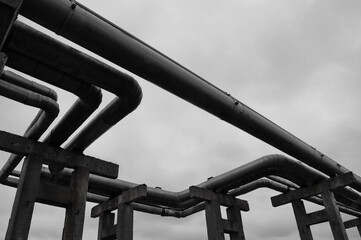 pipeline against the gray sky close-up