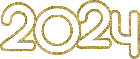 New Year 2024 Typography in Metallic Gold