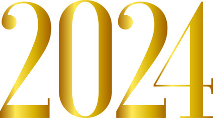 New Year 2024 Typography in Metallic Gold