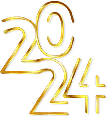 New Year 2024 Typography in Metallic Gold