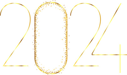 Obraz premium New Year 2024 Typography in Metallic Gold