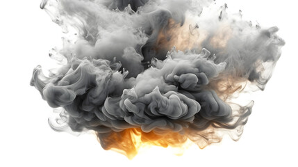 Contrast and Ember: Obsidian Haze with Illuminated Orange Ember on a White Canvas - Smoky Explosion's Radiant Glow in Monochrome
