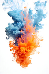 Obraz premium Blue and Orange aqua color smoke flame explosion 