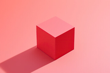 simple cube isometric view with shadow