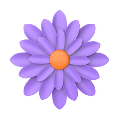 3d render isolated illustration violet flower