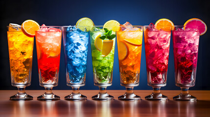 many delicious colorful cocktails (Generative AI)
