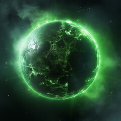 Fototapeta na wymiar green planet view from orbit