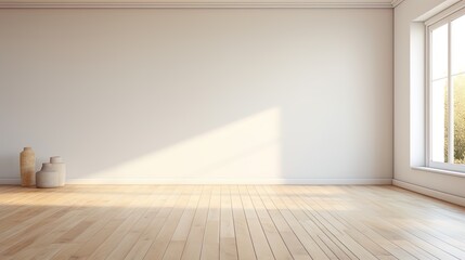 Photo of a spacious white room with a lack of furniture, creating a feeling of emptiness and freshn