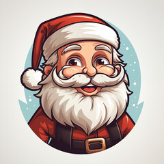 Vector illustration of cute Santa Claus or character isolated on a white background. Flat style, circle sticker. Generated AI
