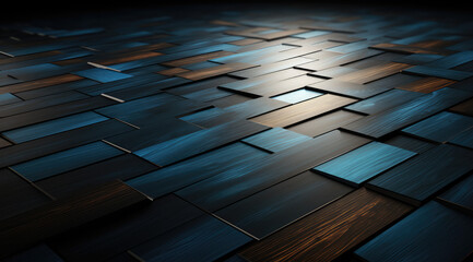 A detailed view of interlocking wooden floor with contrasting textures. - obrazy, fototapety, plakaty