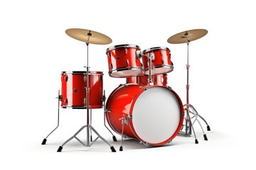 Fototapeta na wymiar A single drum set isolated on white background