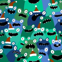 Christmas animals seamless frogs pattern for wrapping paper and fabrics and linens and kids clothes print
