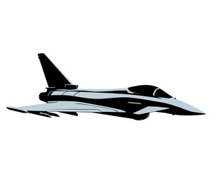 Fototapeta na wymiar Eurofighter Typhoon fighter jet. A modern supersonic combat aircraft. Stylized image for prints, poster and illustrations.