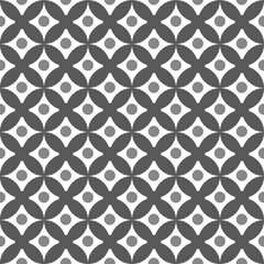 Seamless pattern with monochrome ornament, in square geometric grid, mosaic. Vector graphics.
