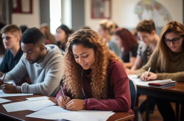 A vibrant scene unfolds on International Day of Education, showcasing diverse students engaged in learning, symbolizing global knowledge-sharing and educational empowerment for a brighter future