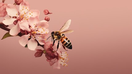 bee on pink flower, bee on a flower, honey bee, 