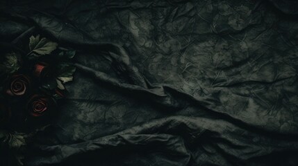 A black cloth with a red rose, a touch of elegance and romance.. Generative AI