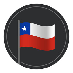 Fototapeta premium Abstract Chile Flag Flat Icon in Circle Isolated on White Background