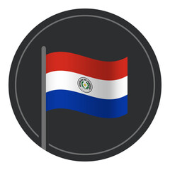 Abstract Paraguay Flag Flat Icon in Circle Isolated on White Background