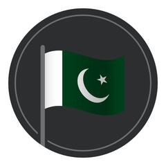 Abstract Pakistan Flag Flat Icon in Circle Isolated on White Background