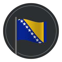 Fototapeta premium Abstract Bosnia and Herzegovina Flag Flat Icon in Circle Isolated on White Background