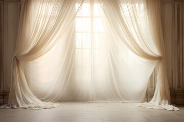 Sheer Curtains - Europe - Lightweight and translucent, these curtains allow natural light to filter through while maintaining privacy - obrazy, fototapety, plakaty