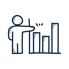 Obraz premium Hand drawn business man with graph doodle illustration design. business man with graph icon vector.