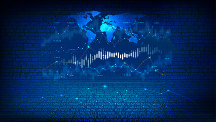 Finance terms. world economy trade concept. Stock market and exchange. Candle stick graph chart. vector illustration
