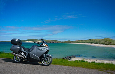 Motorbike at Sandy Beach Northern Scotland