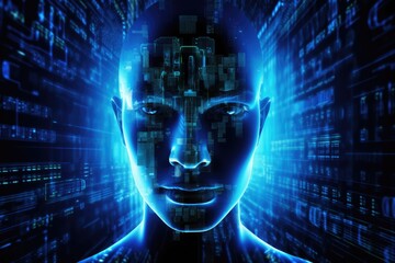 An artistic representation for Personal Data Protection Day, showcasing a futuristic individual immersed in binary code