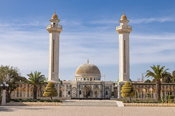 Fototapeta na wymiar Minarets of the Bourguiba Mausoleum.