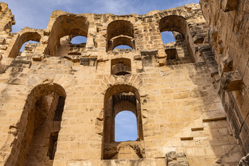 Amphitheater of the Roman ruins at El Jem.