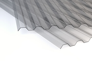 Two transparent corrugated PVC Sheets panels, 3d illustration