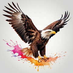 Fototapeta premium Eagle in falling colors on a white background