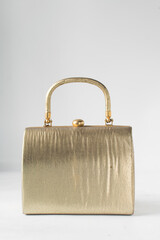Custom handmade gold handbag, handmade gold purse, artisan gold evening purse with a short handle
