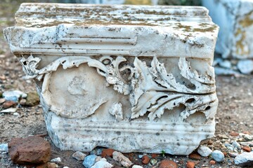 Elements of ancient architecture and ruins of Ephesus, Izmir. 