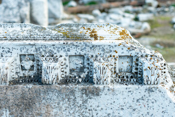 Elements of ancient architecture and ruins of Ephesus, Izmir. 