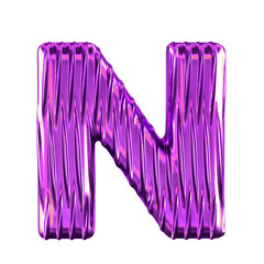 Purple symbol with vertical ribs. letter n