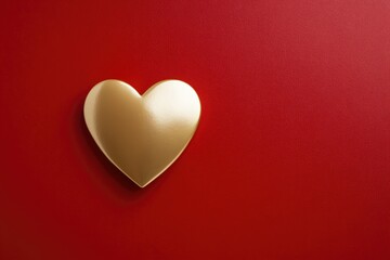 Golden heart on a red background. Banner. Valentine's day card. Congratulation. place for text. Love