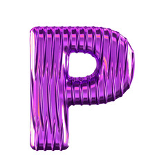 Purple symbol with vertical ribs. letter p
