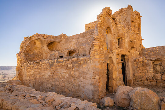Ancient stone ruins in the town of Tatouine.