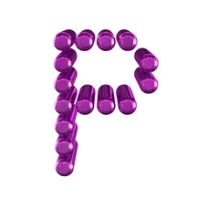 Symbol made of 3d cylinders. letter p