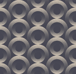 3D Circles Fashionable Seamless Pattern Trend Vector Dot Work Abstract Background. Endless Graphic Abstraction 1950s 1960s Retro Style Textile Design. Repetitive Wallpaper. Half Tone Art Illustration