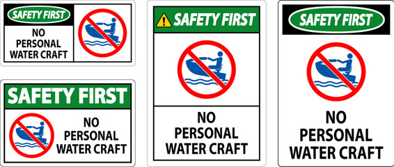 Water Safety Sign Attention, No Personal Water Craft