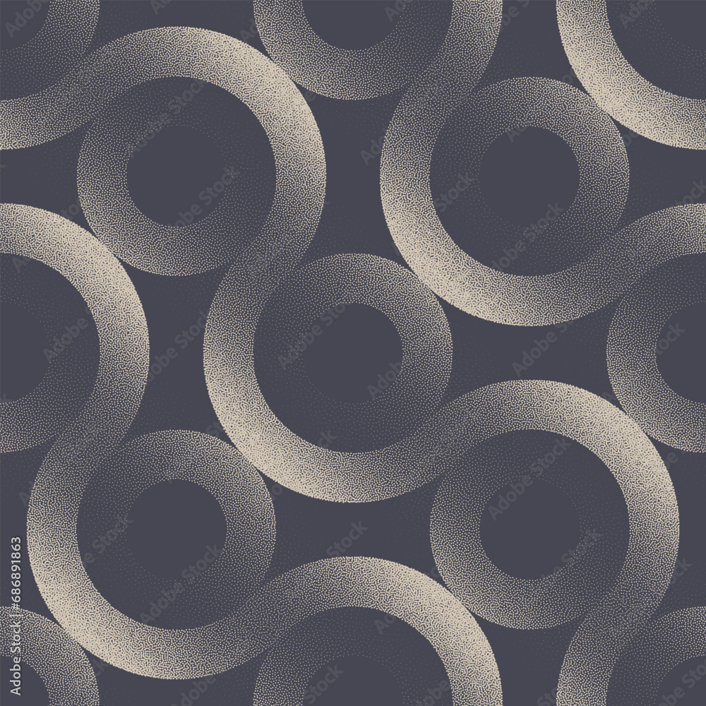 Aufkleber wavy lines and circles seamless pattern trend vector dot work abstract background. endless graphic a