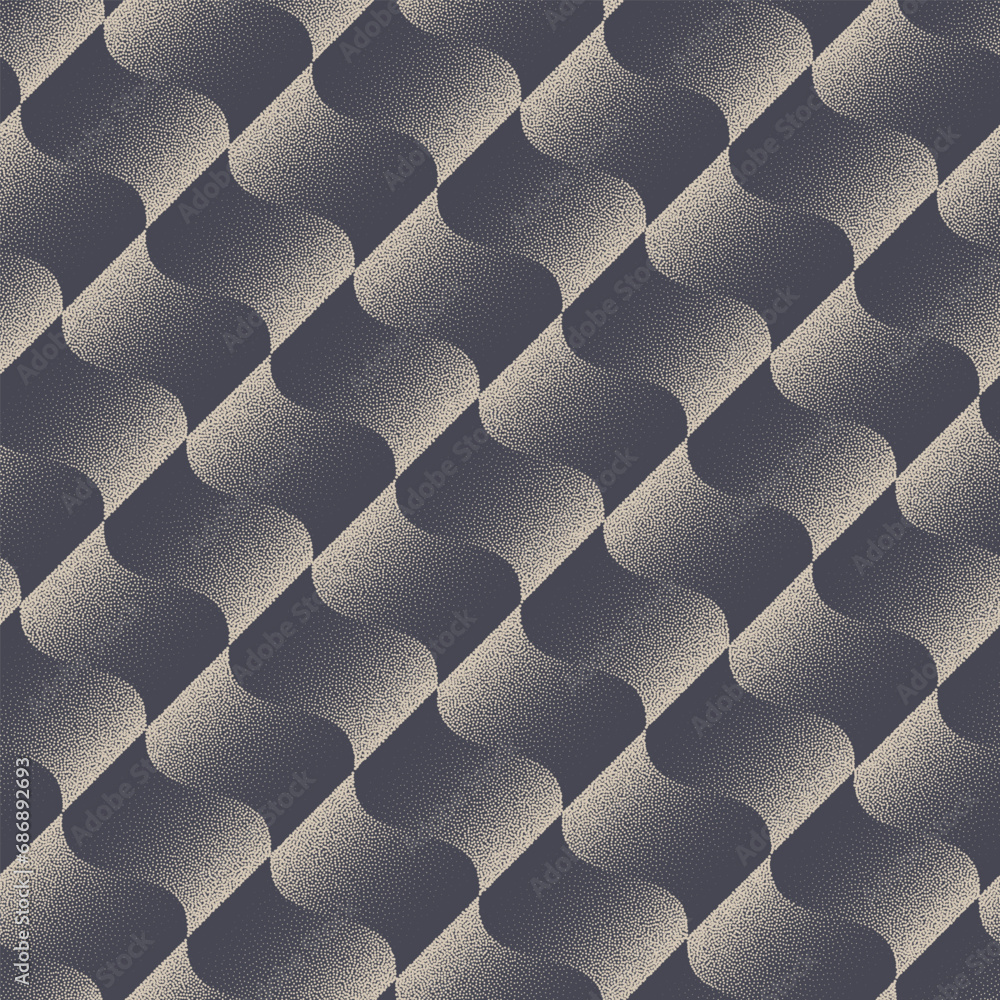 Aufkleber tilted wavy checkered seamless pattern trend vector retro abstract background. endless design graphi