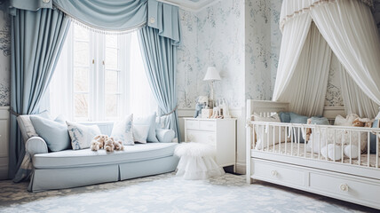 Baby room decor and interior design inspiration in the English countryside style cottage